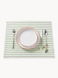 Manteles individuales a rayas con motivos bordados Melony, 2 uds.