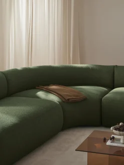 Módulo de esquina redondo en tejido bouclé Sofia