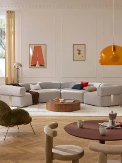 Módulo de esquina redondo en tejido bouclé Anton