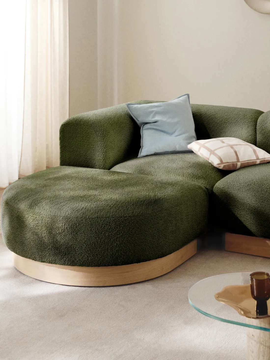 Módulo de esquina sofá de borreguillo bouclé Natalie