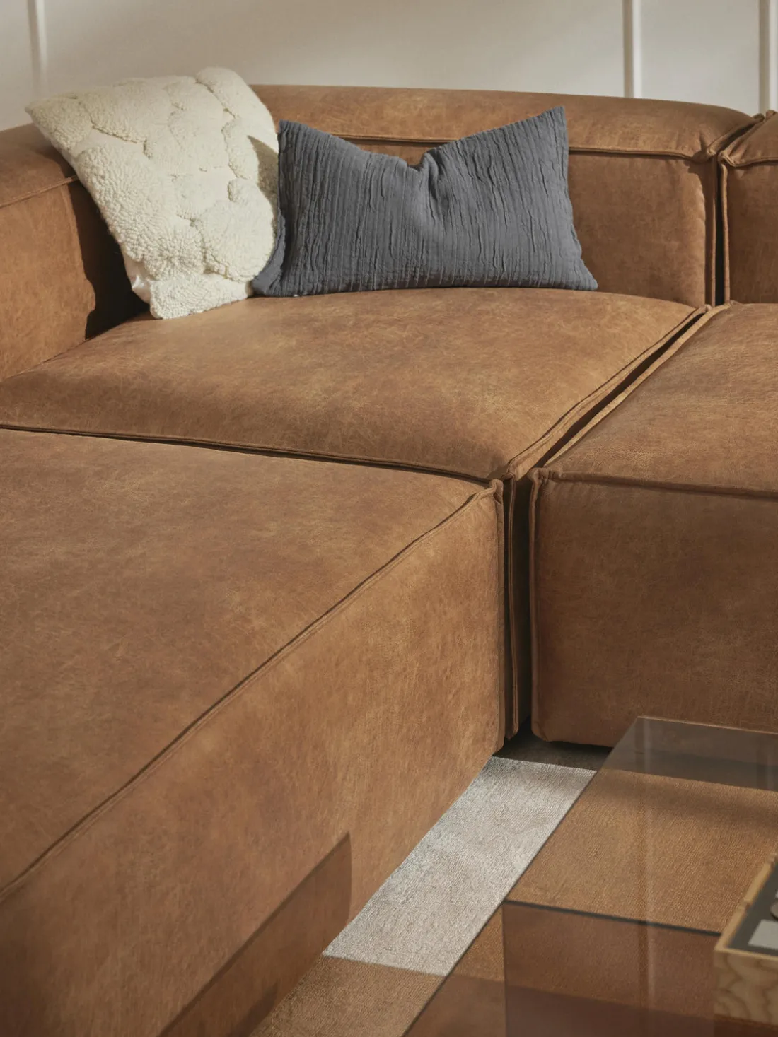 Módulo de esquina sofá de cuero reciclado Lennon