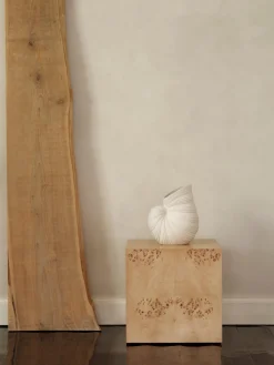 Mesa auxiliar de madera de nudo Burl Cube