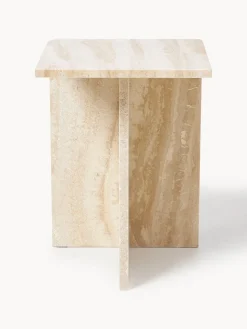 Mesa auxiliar de travertino con dos estantes Distinct