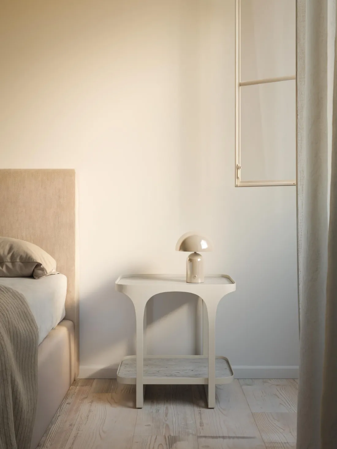 Mesa auxiliar en look travertino Bella