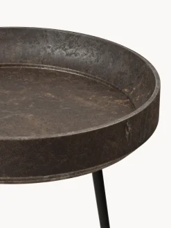 Mesa auxiliar redonda artesanal de madera de roble Bowl