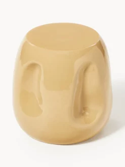 Mesa auxiliar redonda artesanal de cerámica Currents