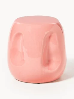 Mesa auxiliar redonda artesanal de cerámica Currents