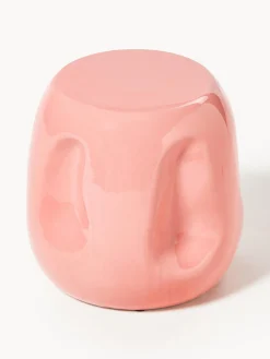 Mesa auxiliar redonda artesanal de cerámica Currents