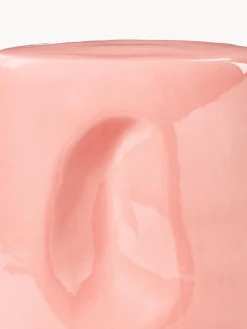 Mesa auxiliar redonda artesanal de cerámica Currents