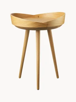 Mesa auxiliar redonda artesanal de madera de roble Bakketop