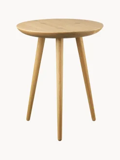 Mesa auxiliar redonda artesanal de madera de roble Bakketop