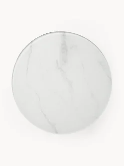 Mesa auxiliar redonda con tablero de vidrio en look mármol Antigua