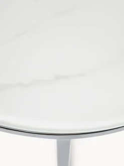 Mesa auxiliar redonda con tablero de vidrio en look mármol Antigua