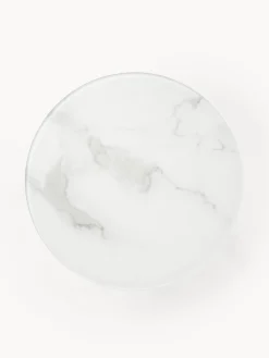 Mesa auxiliar redonda con tablero de vidrio en look mármol Antigua