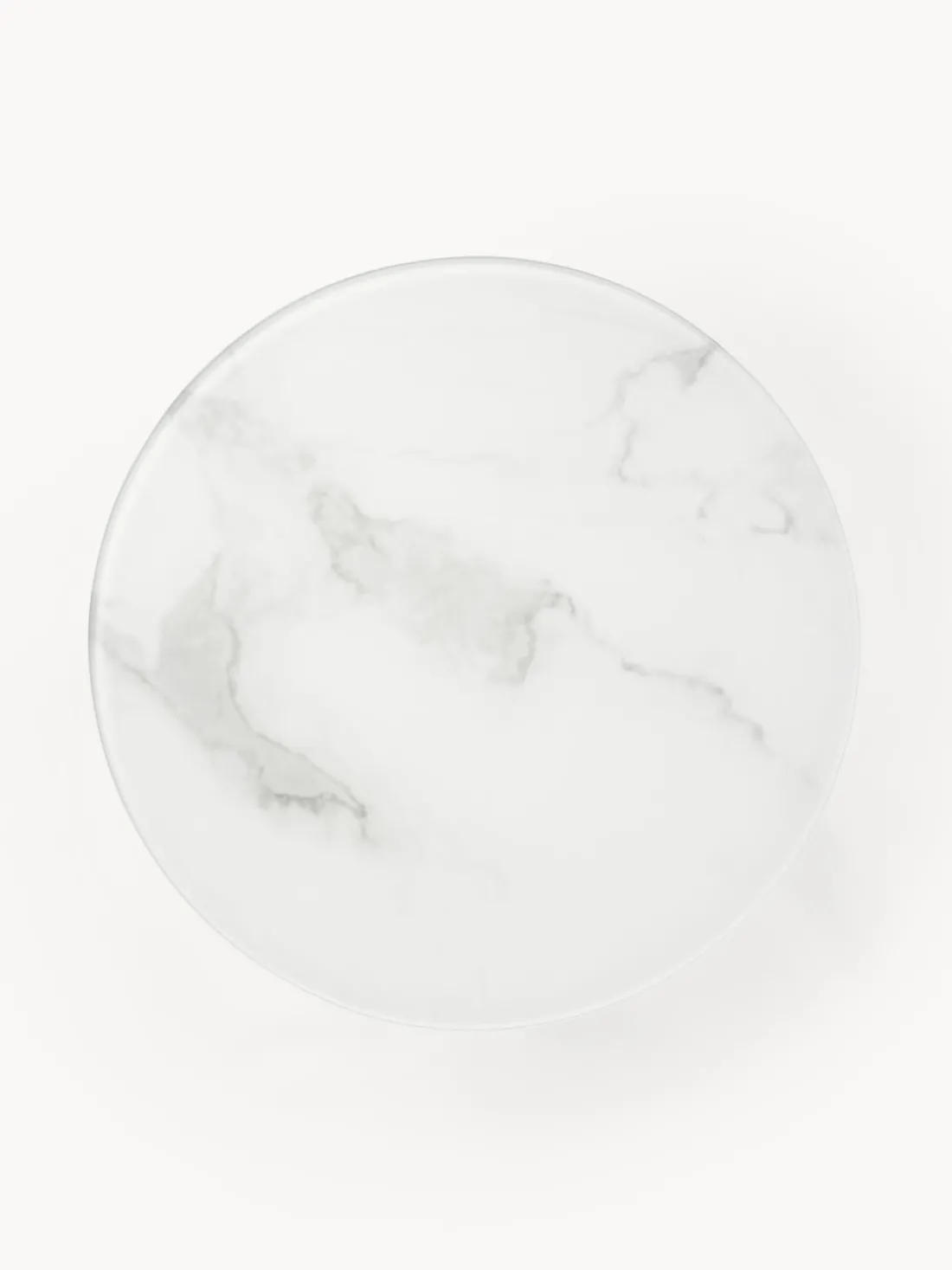 Mesa auxiliar redonda con tablero de vidrio en look mármol Antigua