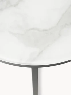 Mesa auxiliar redonda con tablero de vidrio en look mármol Antigua