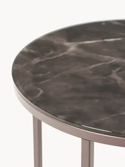 Mesa auxiliar redonda con tablero de vidrio efecto mármol Antigua