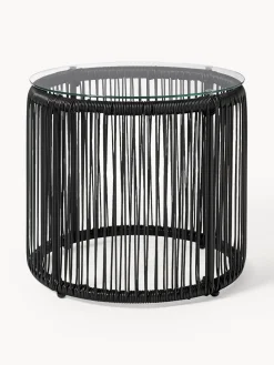 Mesa auxiliar redonda de plástico con aspecto de mimbre Bahia