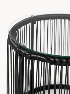 Mesa auxiliar redonda de plástico con aspecto de mimbre Bahia