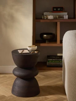 Mesa auxiliar redonda de madera de mango Benno