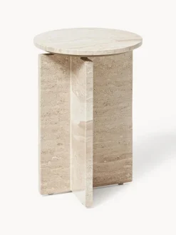 Mesa auxiliar redonda de travertino Marisa