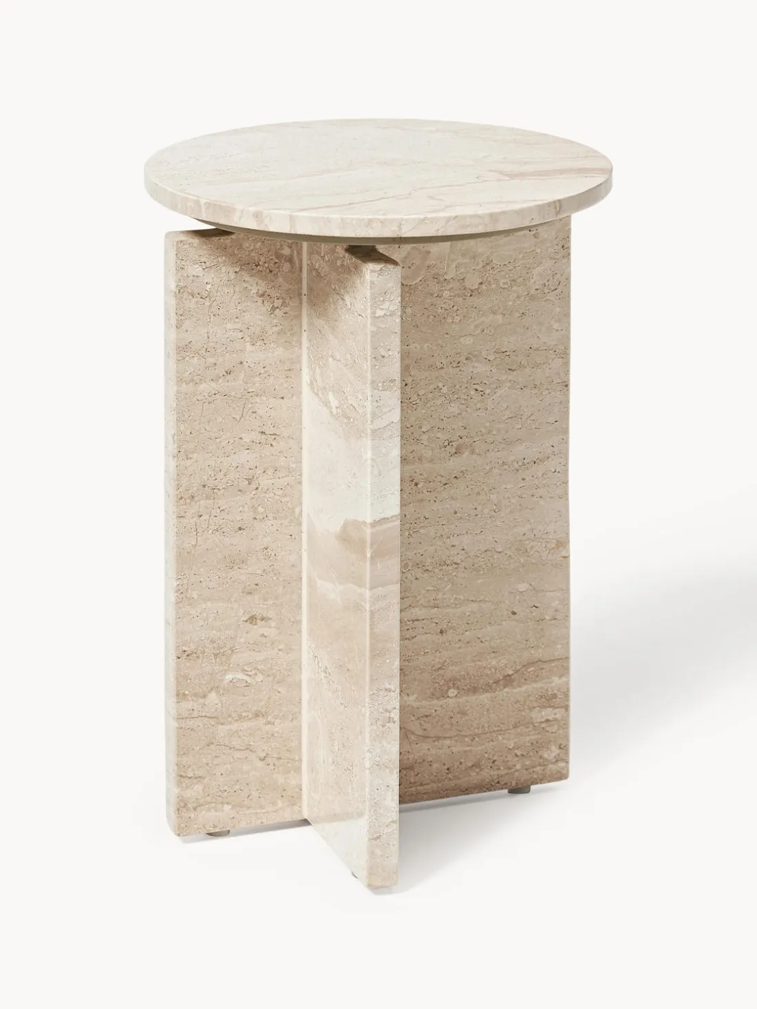 Mesa auxiliar redonda de travertino Marisa