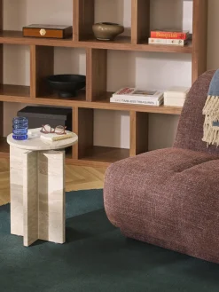 Mesa auxiliar redonda de travertino Marisa