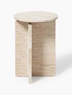 Mesa auxiliar redonda de travertino Marisa