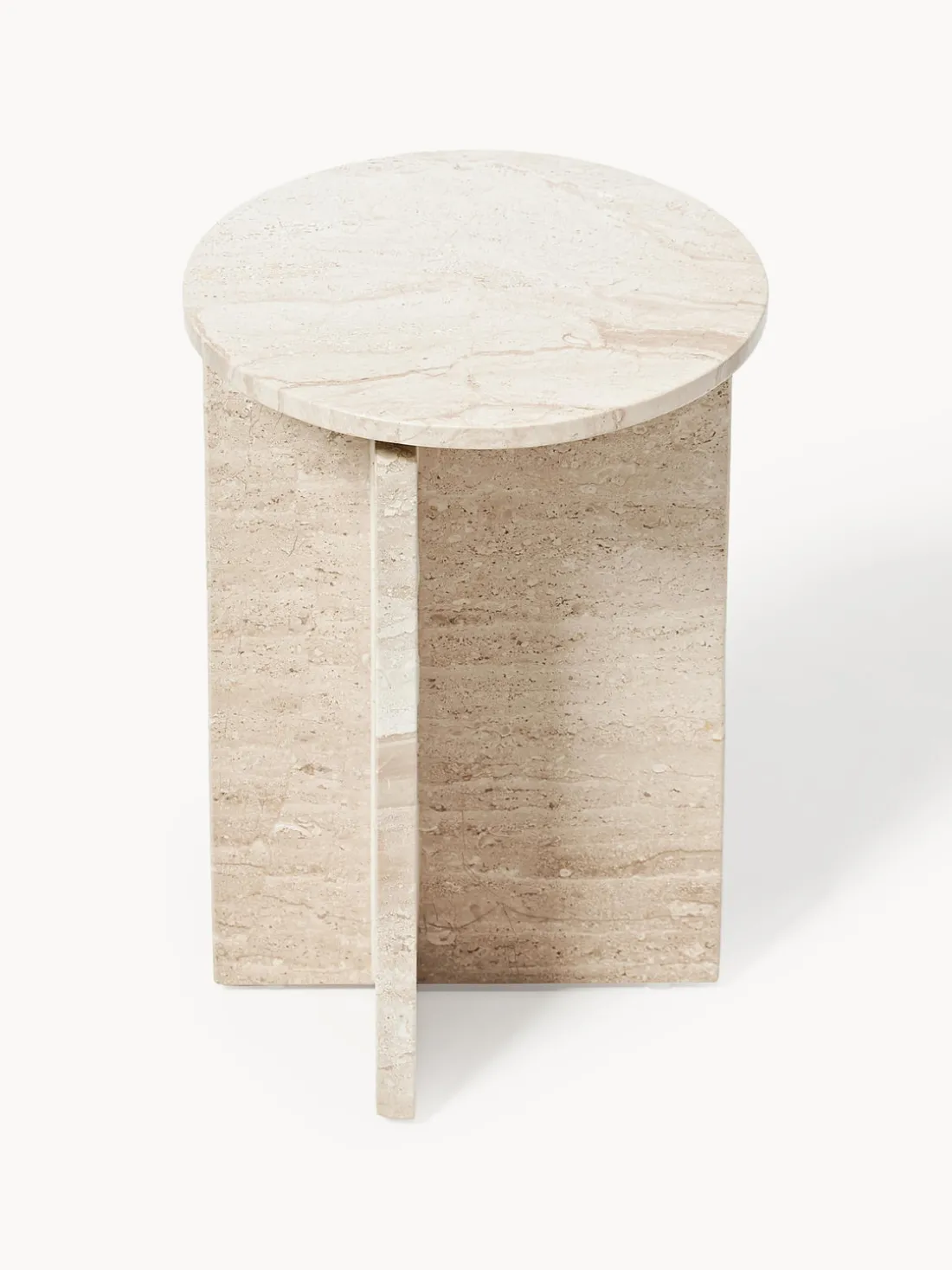Mesa auxiliar redonda de travertino Marisa