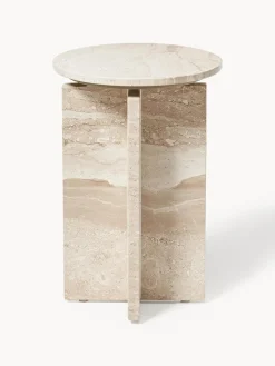 Mesa auxiliar redonda de travertino Marisa
