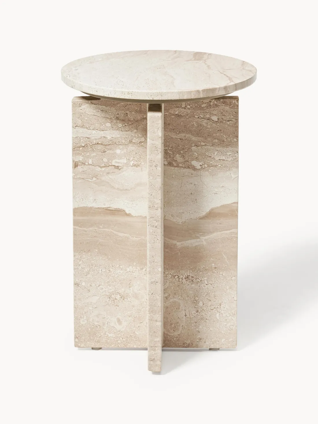 Mesa auxiliar redonda de travertino Marisa
