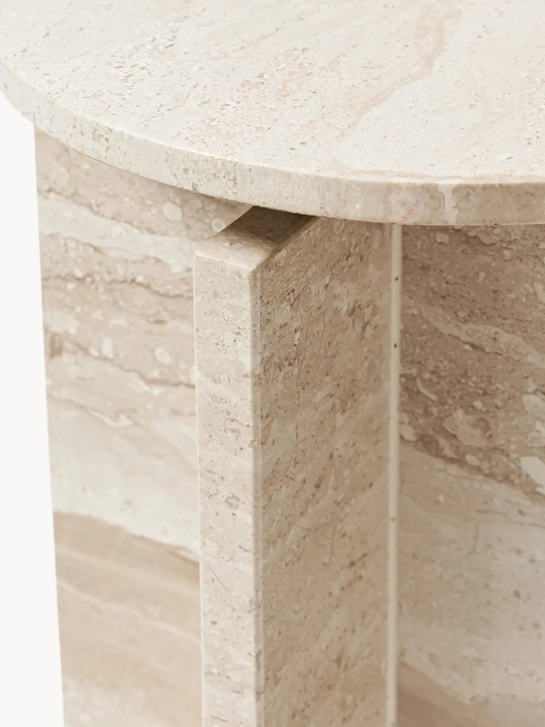 Mesa auxiliar redonda de travertino Marisa