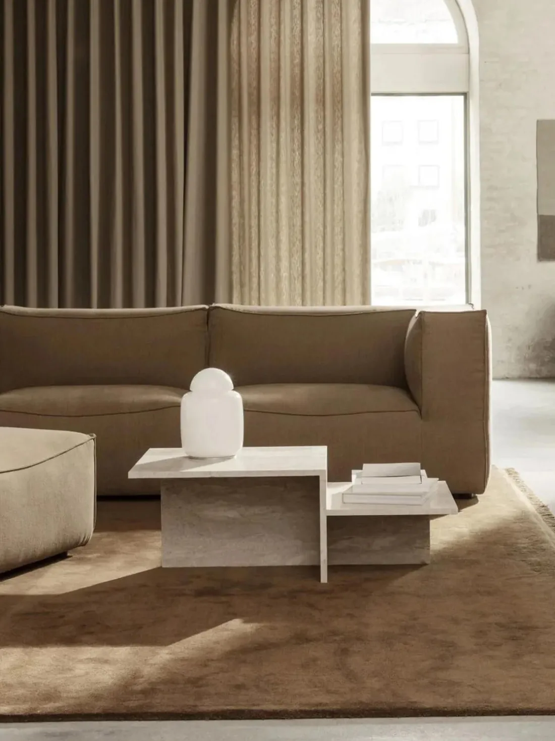 Mesa de centro de travertino con dos tableros Distinct