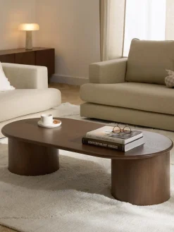 Mesa de centro ovalada de madera de roble Didi