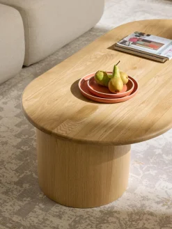 Mesa de centro ovalada de madera de roble Didi