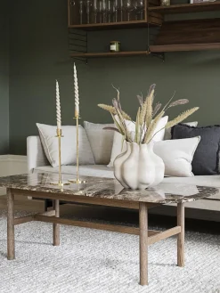 Mesa de centro ovalada de mármol y madera de roble Hammond