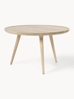 Mesa de centro redonda artesanal de madera de roble Accent