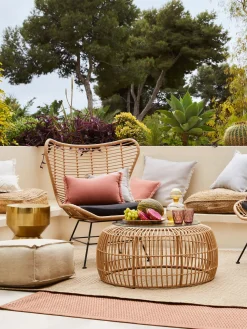 Mesa de centro redonda Costa, con tablero de vidrio