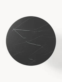 Mesa de centro redonda con tablero de vidrio en look mármol Antigua