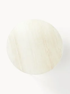 Mesa de centro redonda con tablero de vidrio en look travertino Antigua