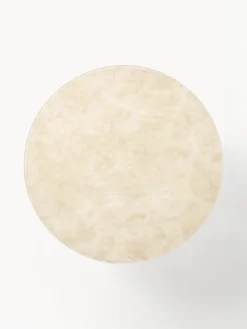 Mesa de centro redonda con tablero de vidrio en look mármol Antigua