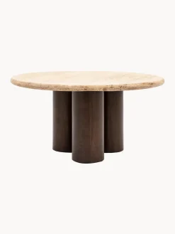 Mesa de centro redonda con tablero de travertino Trevi, Ø 75 cm