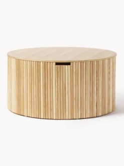 Mesa de centro redonda de madera Nele, con espacio de almacenamiento