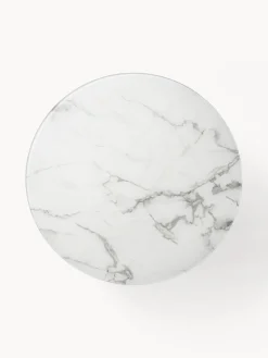 Mesa de centro redonda grande con tablero de vidrio en look mármol Antigua