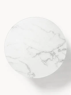 Mesa de centro redonda grande con tablero de vidrio en look mármol Antigua