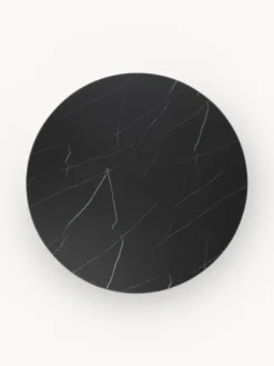 Mesa de centro redonda grande con tablero de vidrio en look mármol Antigua