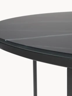 Mesa de centro redonda grande con tablero de vidrio en look mármol Antigua