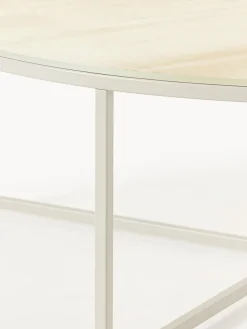 Mesa de centro redonda grande con tablero de vidrio en aspecto mármol Antigua