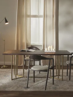 Mesa de comedor de madera de mango con diseño espiga Luca, tamaños diferentes