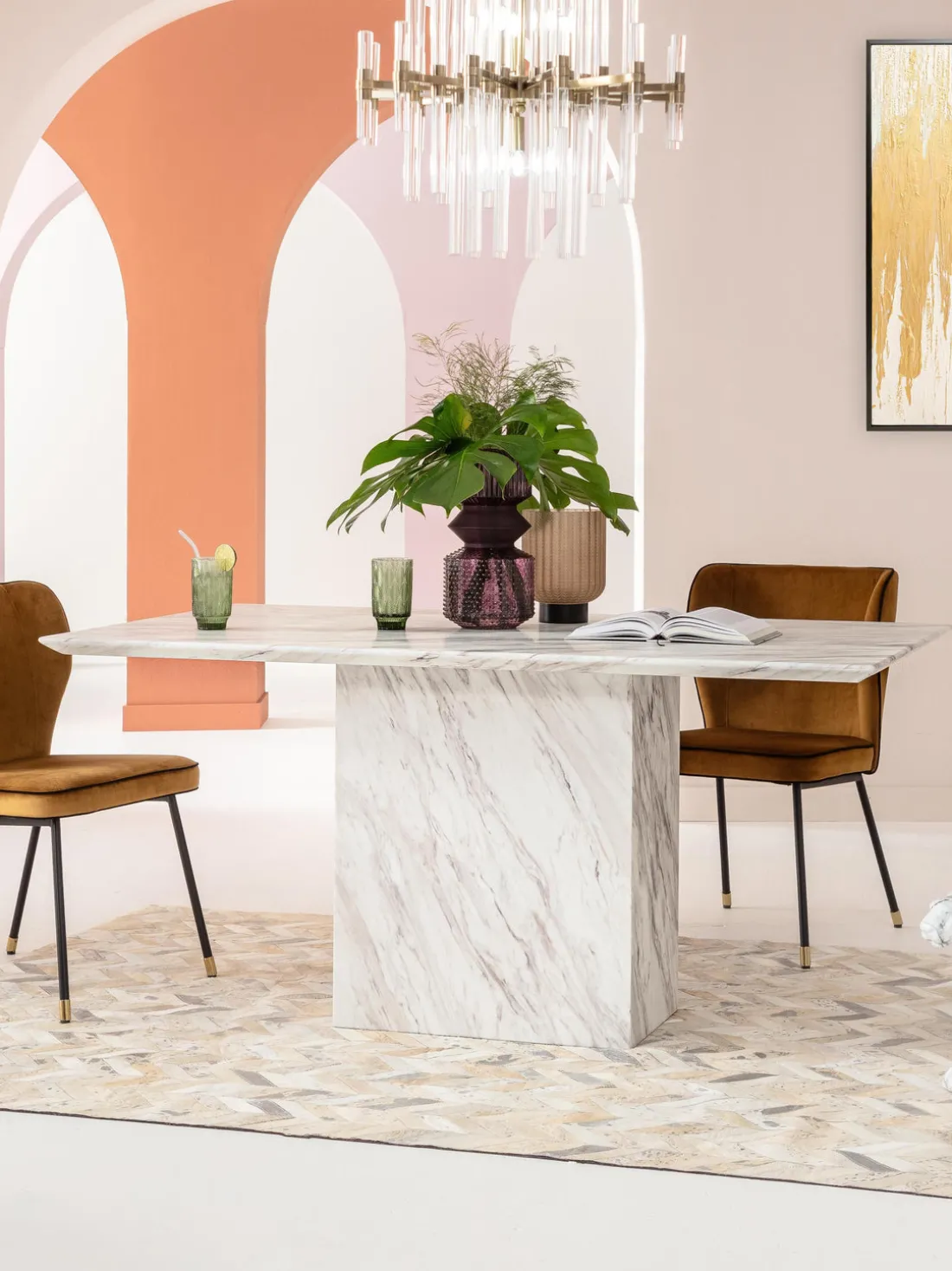 Mesa de comedor de mármol Artistico, 160 x 90 cm